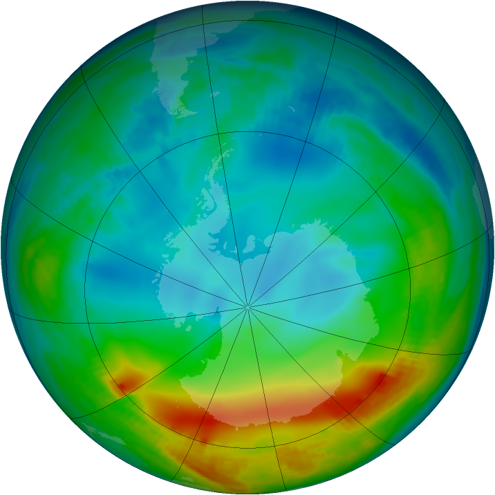 Antarctic ozone map for 21 June 1998